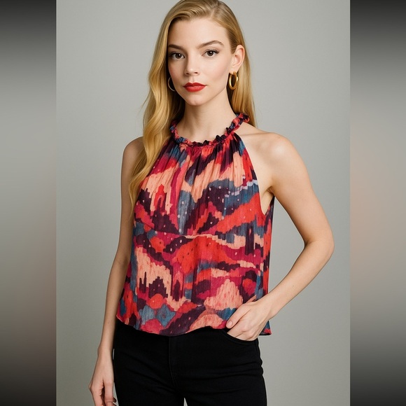 CHUFY womens Printed Halterneck Blouse size medium - Picture 1 of 12